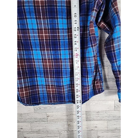 LL Bean Women XS Scotch Blue Plaid Flannel Shirt Relaxed Fit Long Sleeve Button - Picture 6 of 7